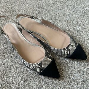 J. Crew Glitter Heel Slingback Flats Women’s 10